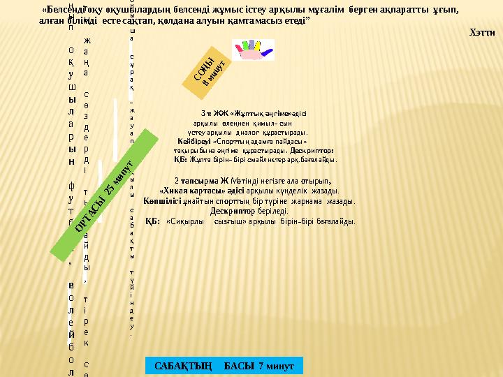 « “ Д о п т ы л а қ т ы р у ” о й ы н ы б о й ы н ш а с ұ р а қ - ж а у а п а р қ ы л ы с а б а қ т ы т ү й і н