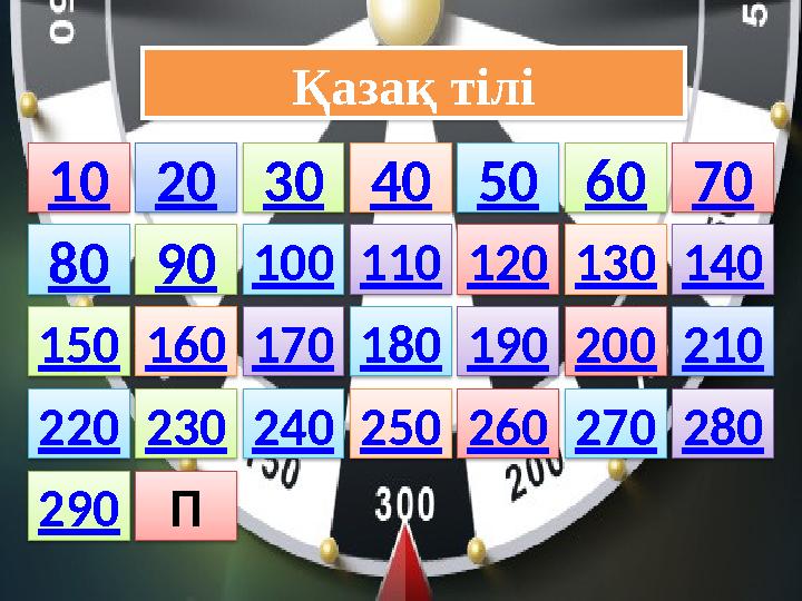 10 Қазақ тілі 80 20 30 40 50 60 70 100 90 110 120 130 140 290 220 150 230 160 240 250 260 270 280 170 180 190 200 21