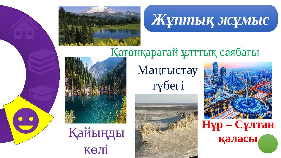 Жұптық жұмыс Қатонқарағай ұлттық саябағы Нұр – Сұлтан қаласы Маңғыстау түбегі Қайыңды көлі