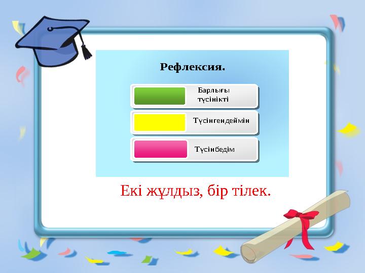 Рефлексия. Барлығы түсінікті Түсінгендеймін Түсінбедім Екі жұлдыз, бір тілек.