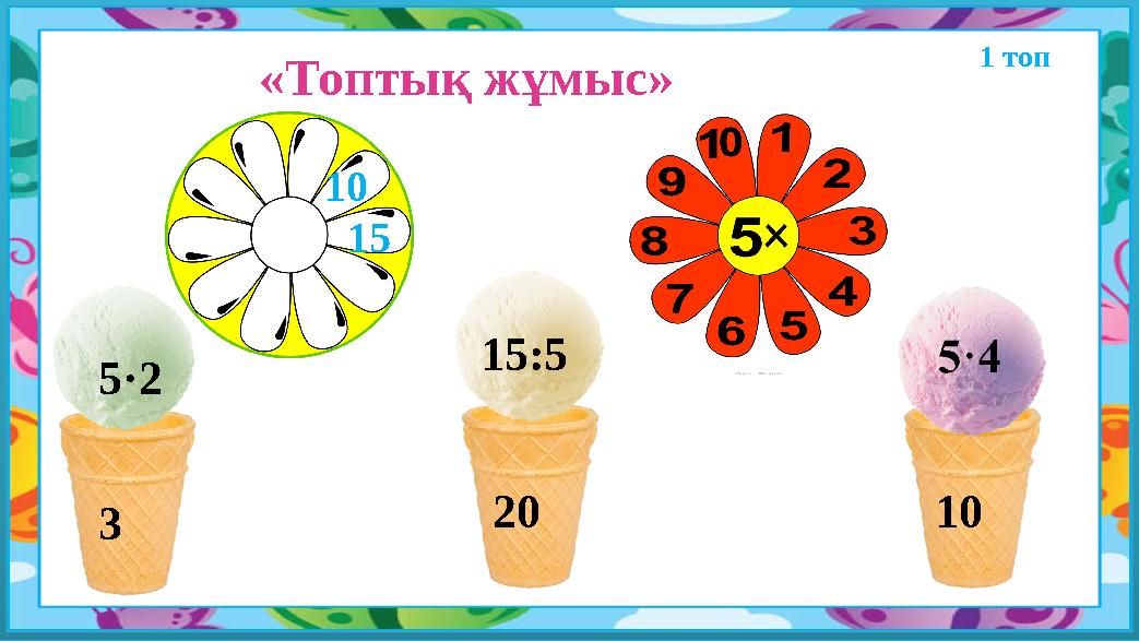 «Топтық жұмыс» 1 топ 10 15 5·2 3 20 15:5 10
