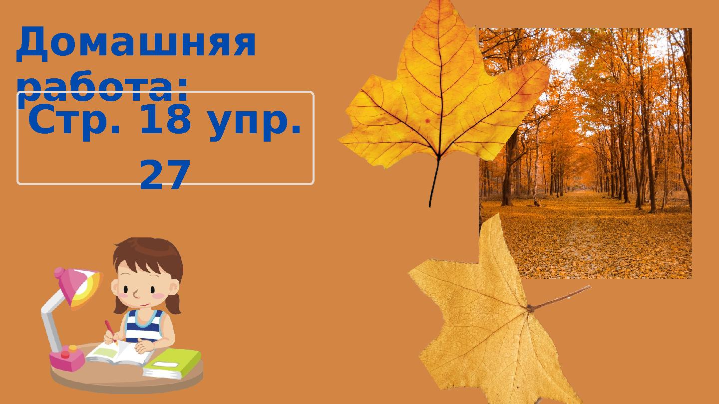 Домашняя работа: Стр. 18 упр. 27