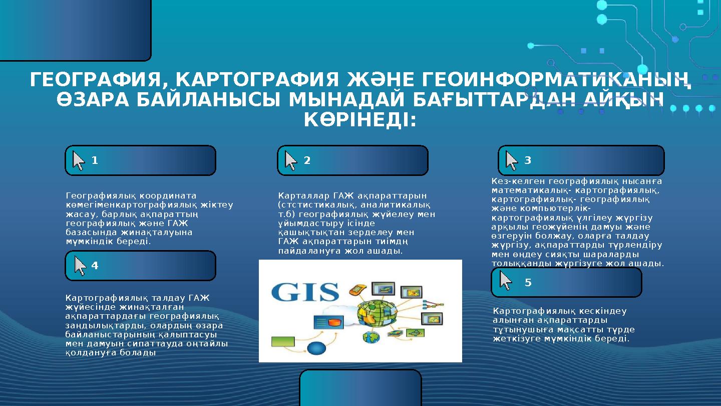 ГЕОГРАФИЯ, КАРТОГРАФИЯ ЖӘНЕ ГЕОИНФОРМАТИКАНЫҢ ӨЗАРА БАЙЛАНЫСЫ МЫНАДАЙ БАҒЫТТАРДАН АЙҚЫН КӨРІНЕДІ: Географиялық координата кө