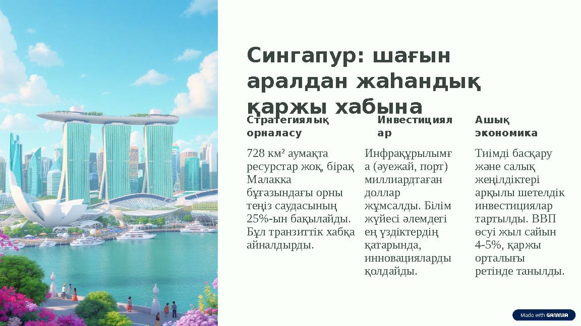 Сингапур: шағын аралдан жаһандық қаржы хабына Стратегиялық орналасу 728 км² аумақта ресурстар жоқ, бірақ Малакка бұғазында