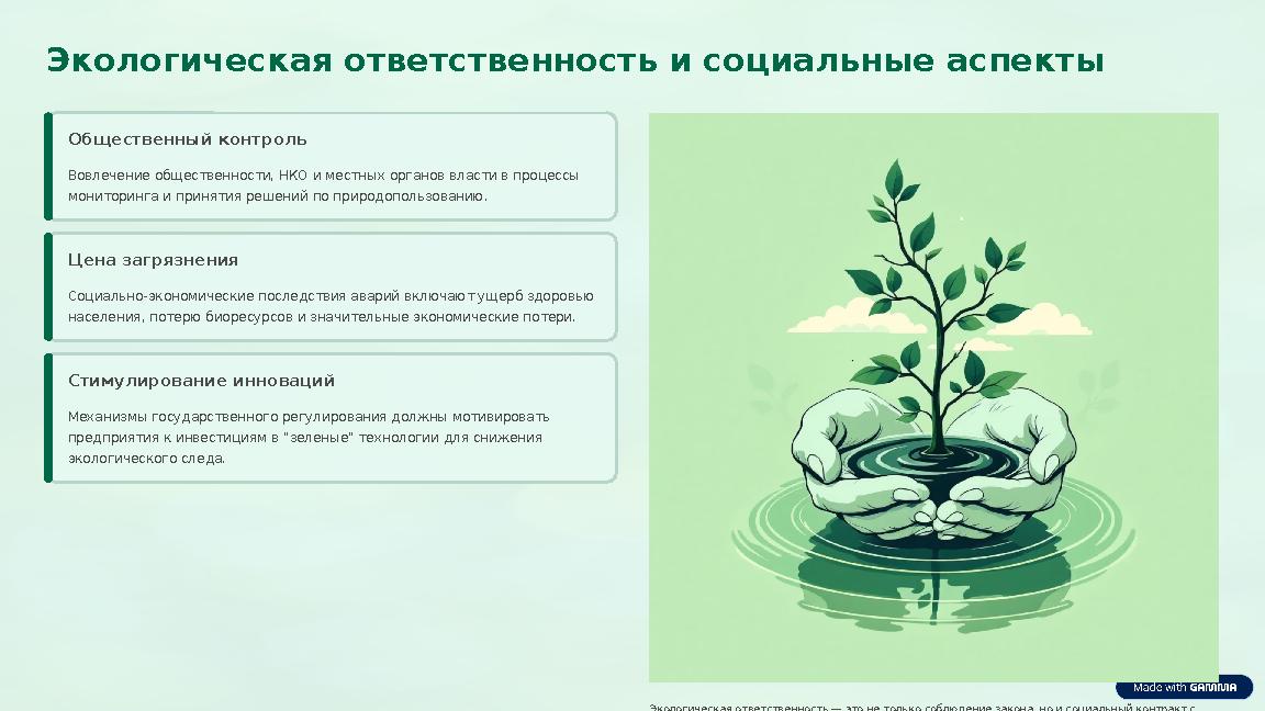 Экологическая ответственность и социальные аспекты Общественный контроль Вовлечение общественности, НКО и местных органов влас