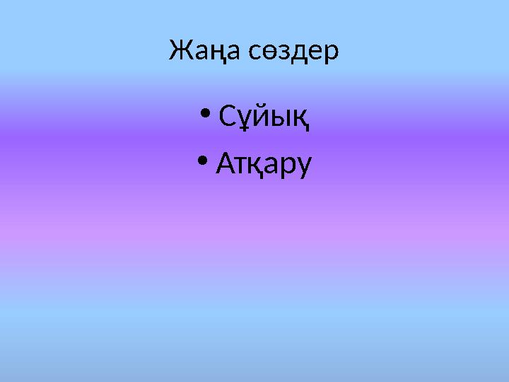 Жаңа сөздер •Сұйық •Атқару