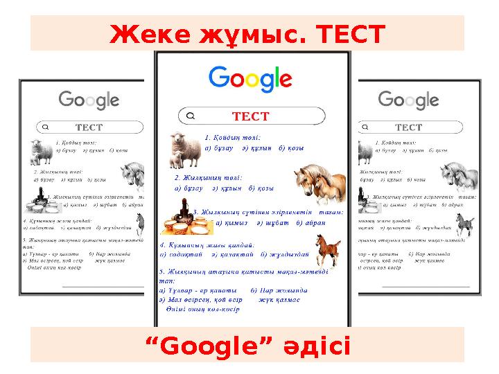 Жеке жұмыс. ТЕСТ “Google” әдісі