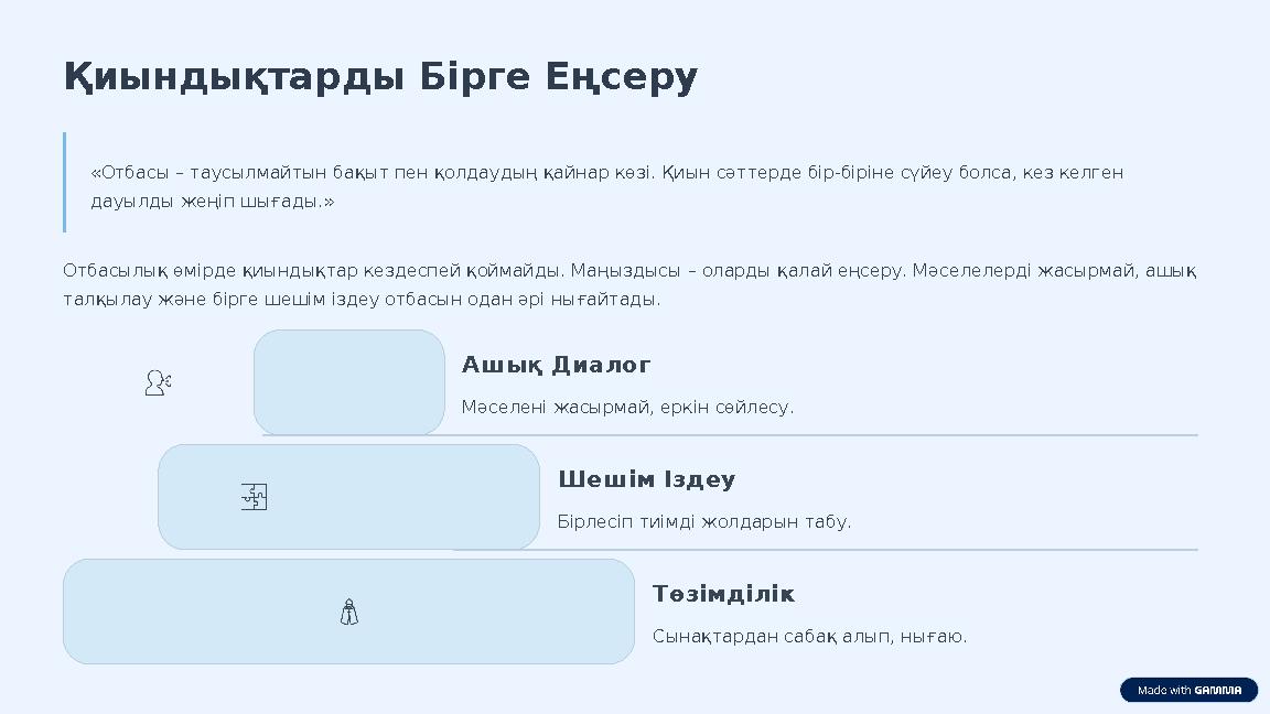 Қиындықтарды Бірге Еңсеру «Отбасы – таусылмайтын бақыт пен қолдаудың қайнар көзі. Қиын сәттерде бір-біріне сүйеу болса, кез келг