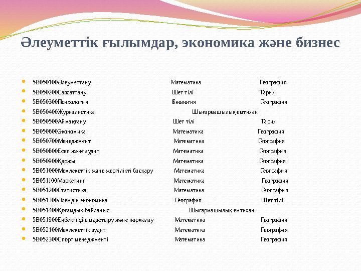 Әлеуметтік ғылымдар, экономика және бизнес 5В050100Әлеуметтану Математика