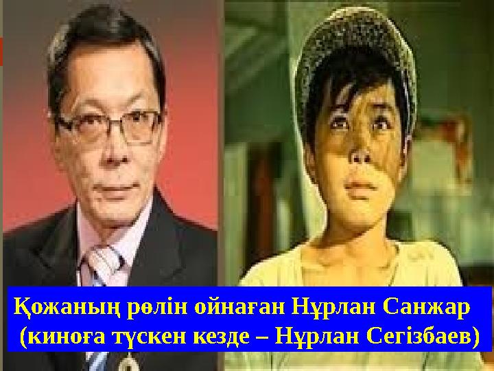 Қожаның рөлін ойнаған Нұрлан Санжар (киноға түскен кезде – Нұрлан Сегізбаев)