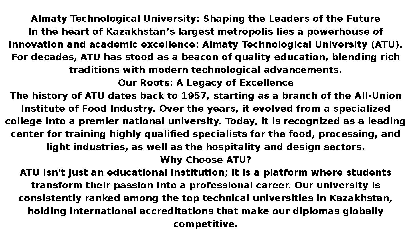 Almaty Technological University: Shaping the Leaders of the Future In the heart of Kazakhstan’s largest metropolis lies a powerh