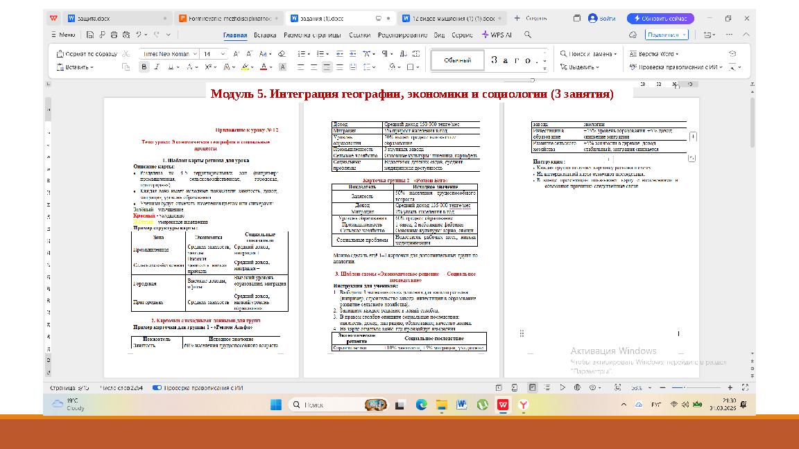 Модуль 5. Интеграция географии, экономики и социологии (3 занятия)