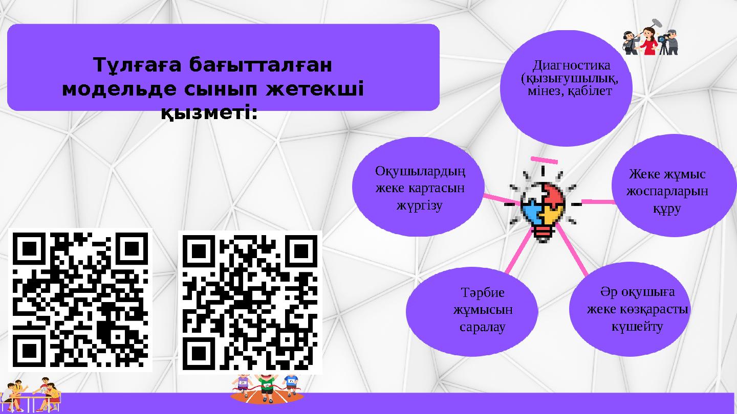 Тұлғаға бағытталған модельде сынып жетекші қызметі: Диагностика (қызығушылық, мінез, қабілет Оқушылардың жеке картасын ж