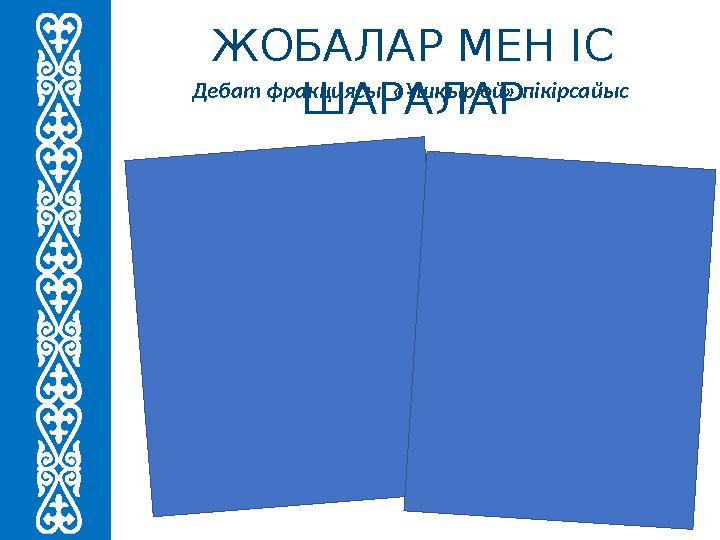 ЖОБАЛАР МЕН ІС ШАРАЛАР Дебат фракциясы: «Ұшқыр ой» пікірсайыс
