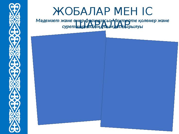 ЖОБАЛАР МЕН ІС ШАРАЛАР Мәдениет және өнер фракциясы: Мектепте қолөнер және сурет көрмесінің ұйымдастырылуы