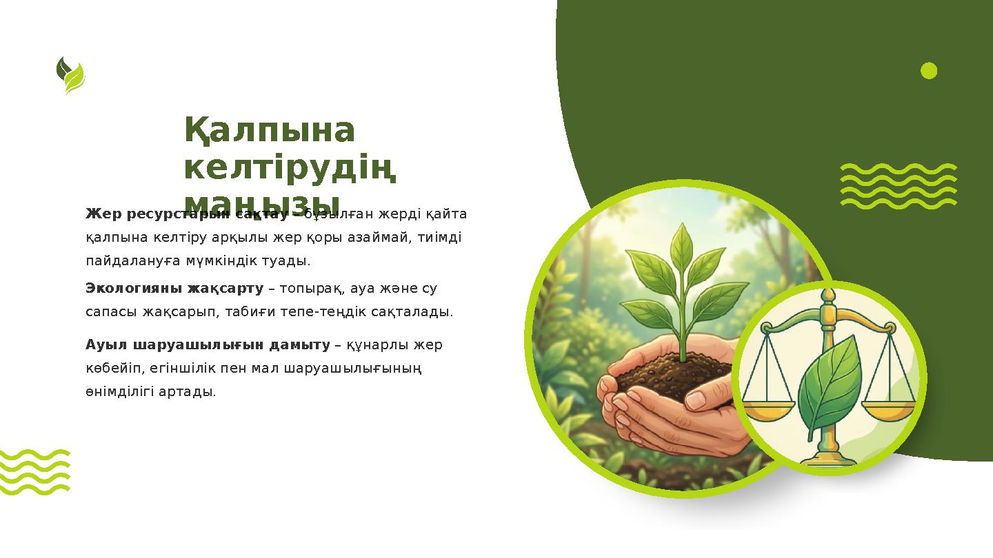 Қалпына келтірудің маңызы