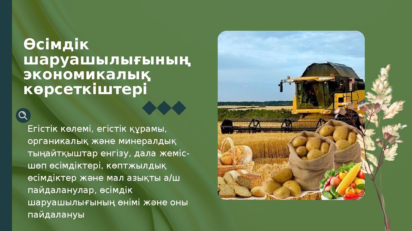 Егістік көлемі, егістік құрамы, органикалық және минералдық тыңайтқыштар енгізу, дала жеміс- шөп өсімдіктері, көптжылдық өсім