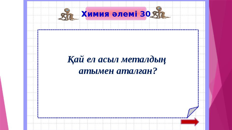 Химия әлемі 30 Қай ел асыл металдың атымен аталған?