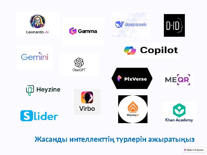 Жасанды интеллекттің түрлерін ажыратыңыз