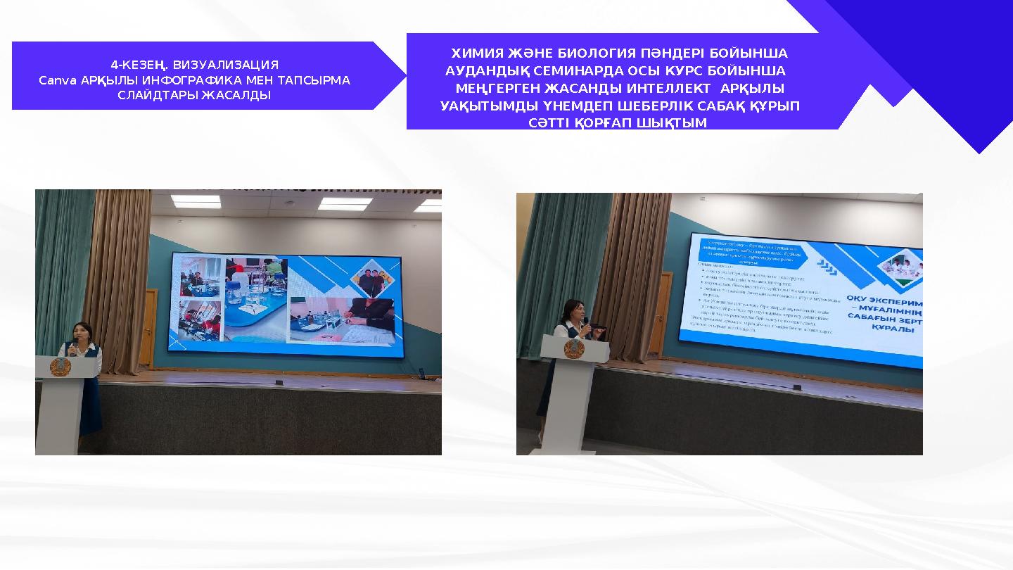4-КЕЗЕҢ. ВИЗУАЛИЗАЦИЯ Canva АРҚЫЛЫ ИНФОГРАФИКА МЕН ТАПСЫРМА СЛАЙДТАРЫ ЖАСАЛДЫ ХИМИЯ ЖӘНЕ БИОЛОГИЯ ПӘНДЕРІ БОЙЫНША АУДАНДЫҚ СЕМ