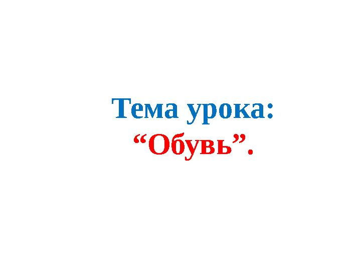 Тема урока: “Обувь”.