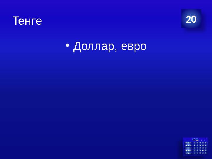 Тенге •Доллар, евро 20