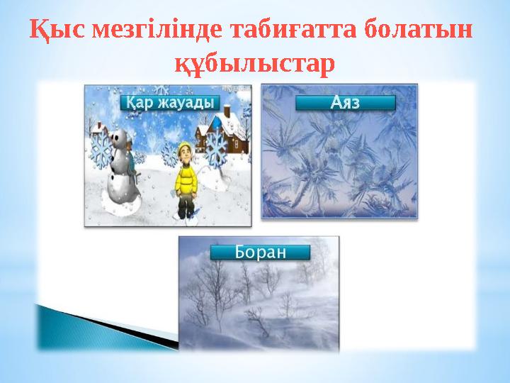 Қыс мезгілінде табиғатта болатын құбылыстар