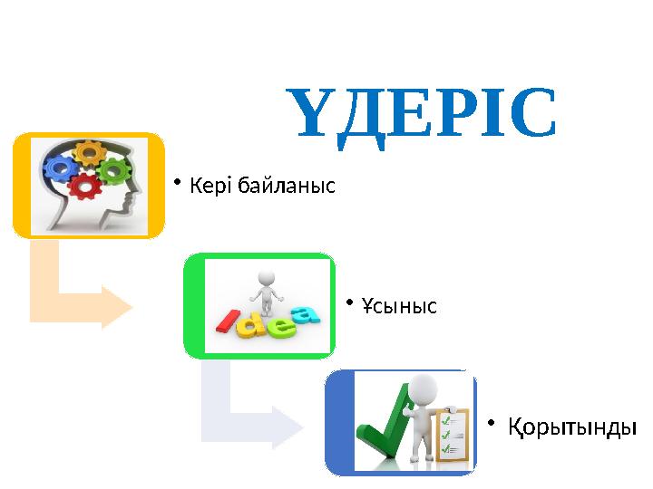 •Кері байланыс •Ұсыныс •Қорытынды ҮДЕРІС