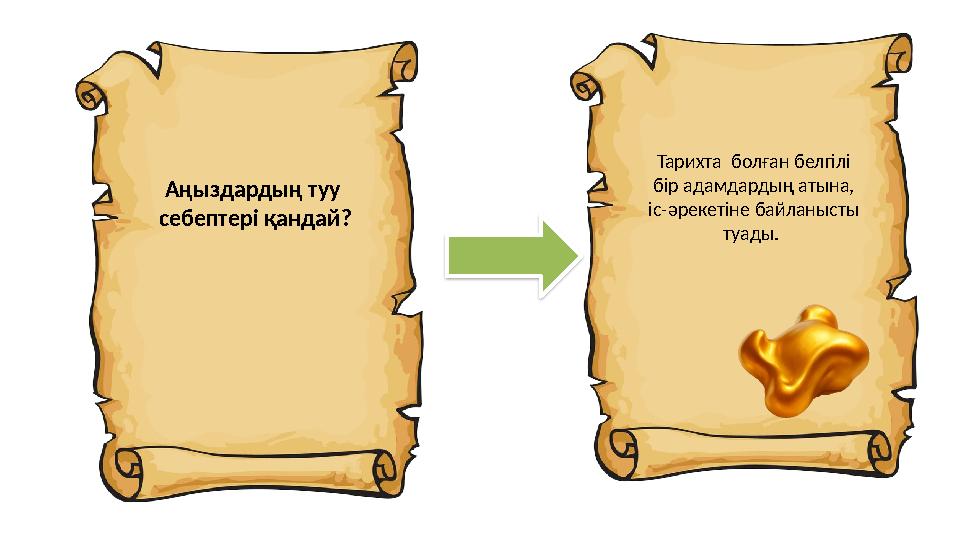 Аңыздардың туу себептері қандай? Тарихта болған белгілі бір адамдардың атына, іс-әрекетіне байланысты туады.