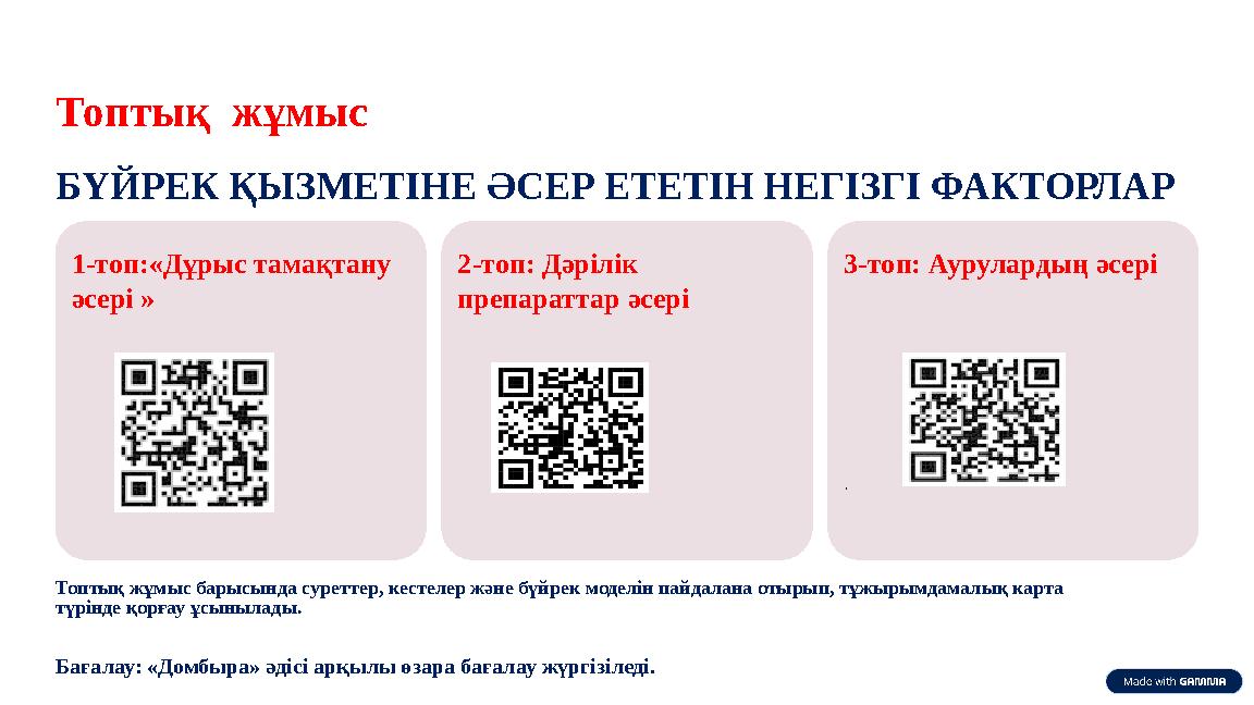 Топтық жұмыс БҮЙРЕК ҚЫЗМЕТІНЕ ӘСЕР ЕТЕТІН НЕГІЗГІ ФАКТОРЛАР 1-топ:«Дұрыс тамақтану әсері » 2-топ: Дәрілік препараттар әсері