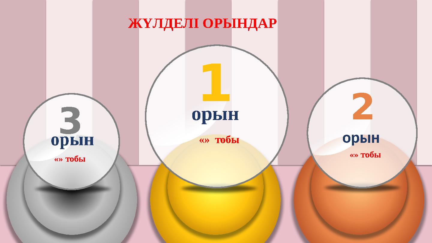3 орын «» тобы 1 орын «» тобы 2 орын «» тобы ЖҮЛДЕЛІ ОРЫНДАР
