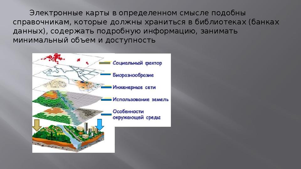 текст Электронные карты в определенном смысле подобны справочникам, которые должны храниться в библиотеках (банках данн