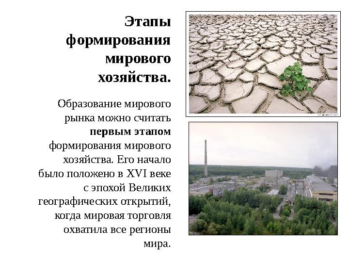 Этапы формирования мирового хозяйства. Образование мирового рынка можно считать первым этапом формирования мирового хозяй