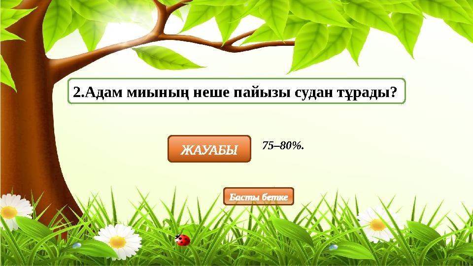 2.Адам миының неше пайызы судан тұрады? ЖАУАБЫ 75–80%. Басты бетке