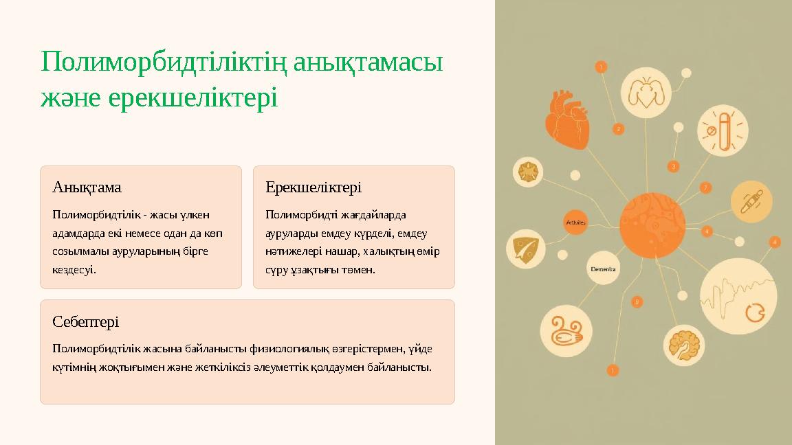 Полиморбидтіліктің анықтамасы және ерекшеліктері Анықтама Полиморбидтілік - жасы үлкен адамдарда екі немесе одан да көп созыл