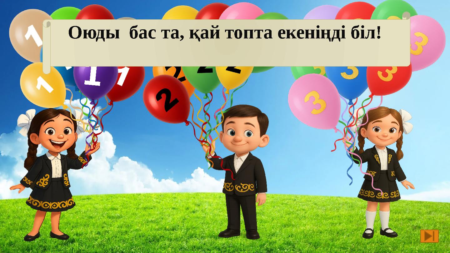 1 1 222 2 2 Оюды бас та, қай топта екеніңді біл!