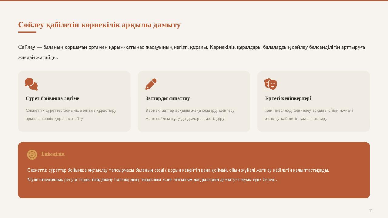Сөйлеу қабілетін көрнекілік арқылы дамыту Сөйлеу — баланың қоршаған ортамен қарым-қатынас жасауының негізгі құралы. Көрнекілік қ