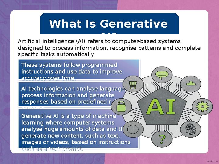 What Is Generative AI? These systems follow programmed instructions and use data to improve accuracy over time. Artificial