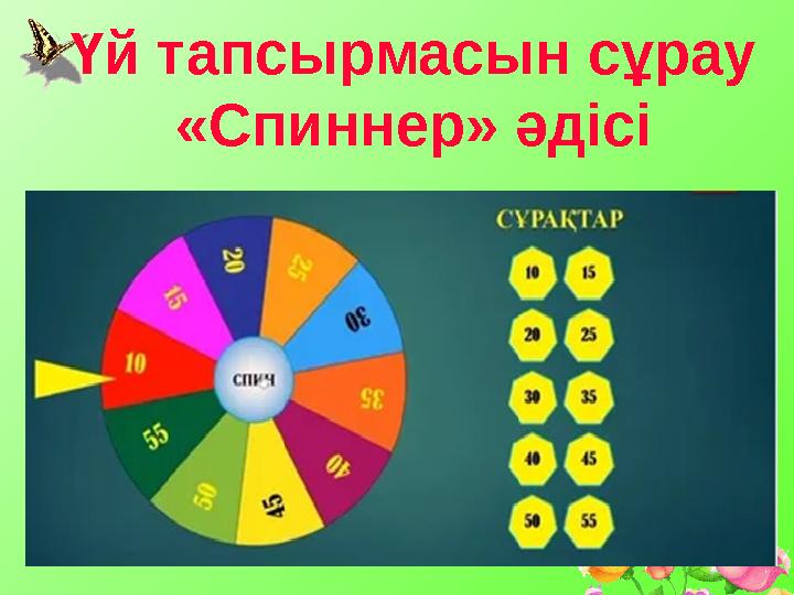 Үй тапсырмасын сұрау «Спиннер» әдісі