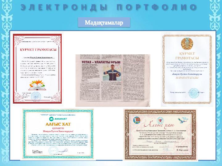 Э Л Е К Т Р О Н Д Ы П О Р Т Ф О Л И О Мадақтамалар