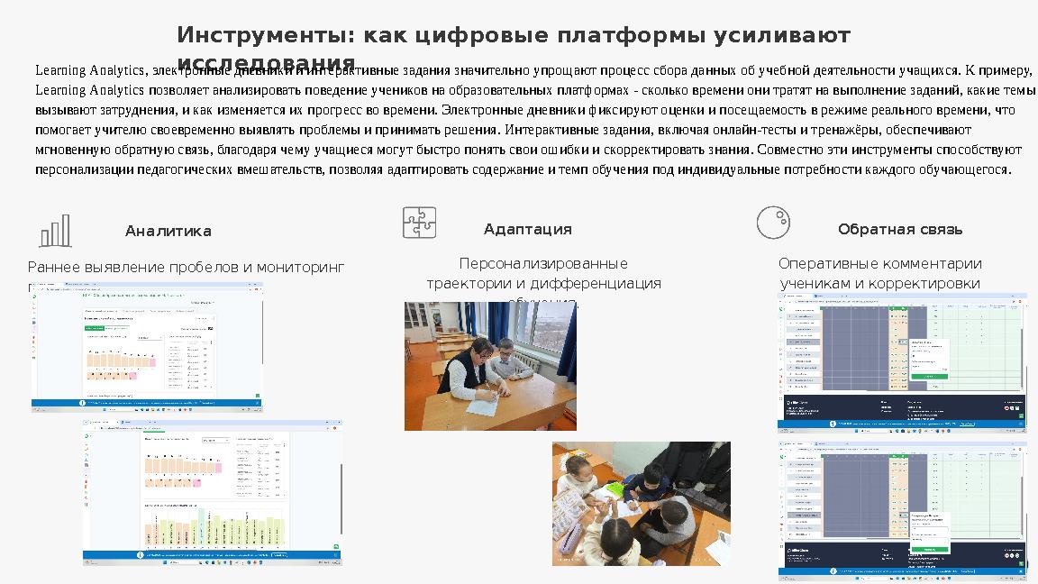 Инструменты: как цифровые платформы усиливают исследования Learning Analytics, электронные дневники и интерактивные задания зна