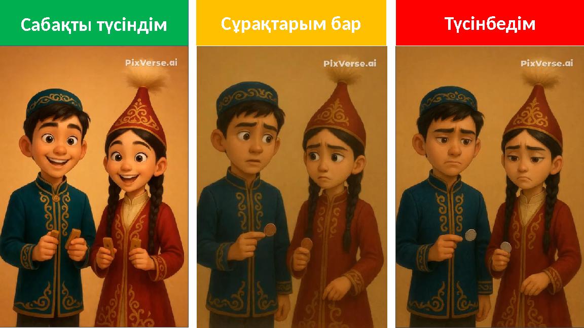 Сабақты түсіндім Сұрақтарым бар Түсінбедім