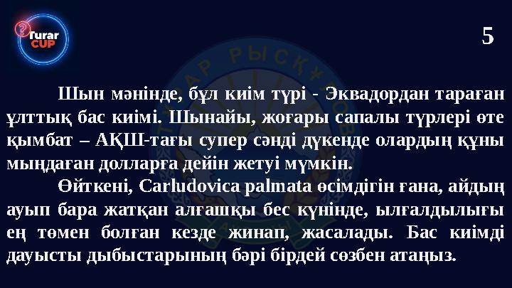 Шын мәнінде, бұл киім түрі - Эквадордан тараған ұлттық бас киімі. Шынайы, жоғары сапалы түрлері өте қымбат – АҚШ-тағы супер сә