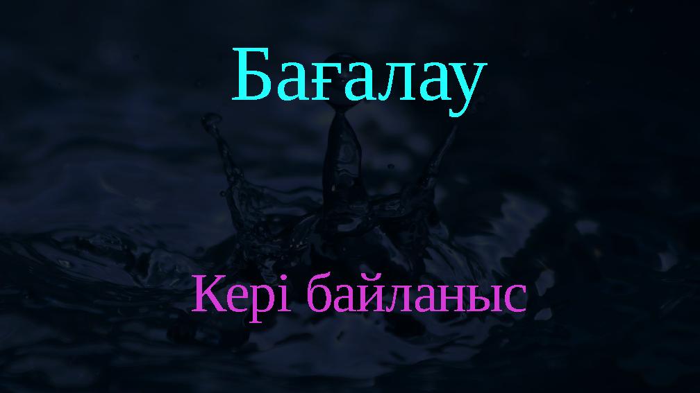 Бағалау Кері байланыс