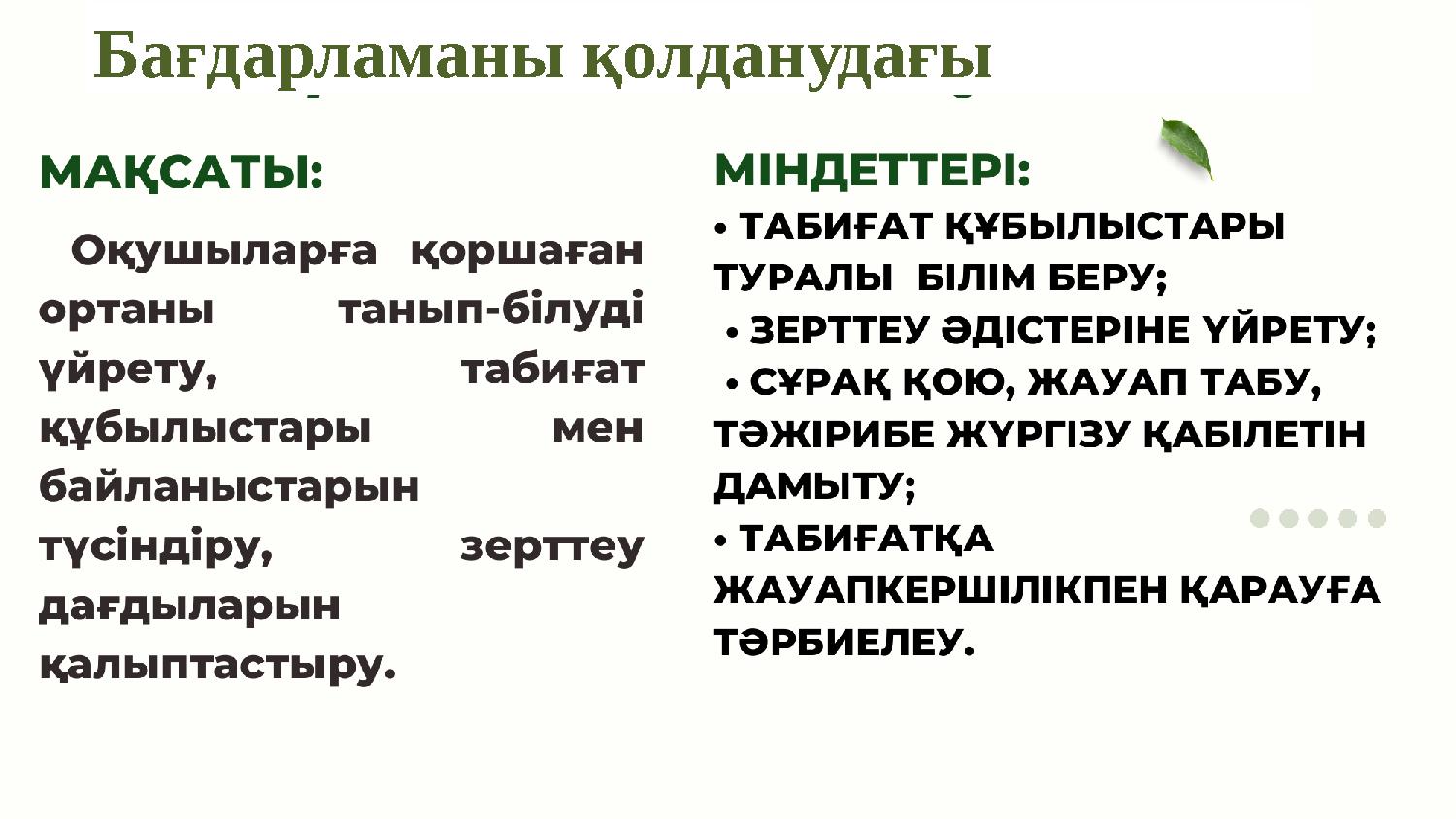 Бағдарламаны қолданудағы