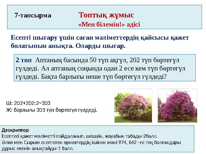 7-тапсырма Топтық жұмыс «Мен білемін!» әдісі