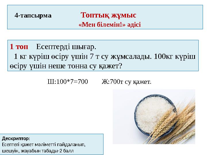 4-тапсырма Топтық жұмыс «Мен білемін!» әдісі