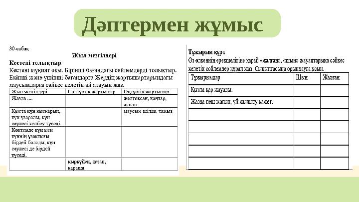 Дәптермен жұмыс