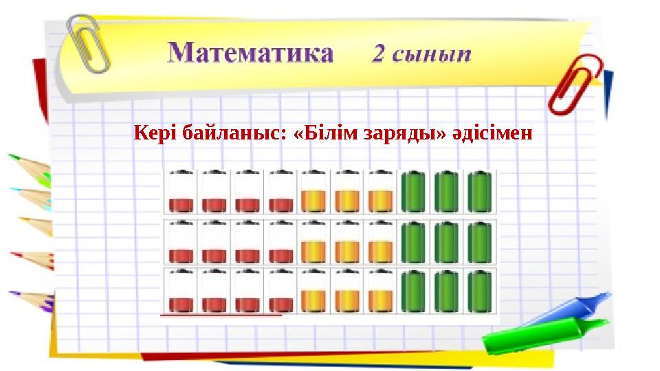 Кері байланыс: «Білім заряды» әдісімен