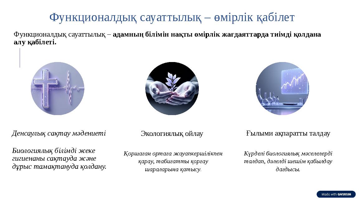 Функционалдық сауаттылық – өмірлік қабілет Функционалдық сауаттылық – адамның білімін нақты өмірлік жағдаяттарда тиімді қолдана